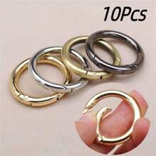 10 chiếc móc khóa lò xo kim loại có vòng chia di động, móc khóa xe hơi ba lô túi xách bằng kim loại quà tặng Giáng sinh, linh kiện móc khóa cho quần áo và phụ kiện, móc khóa kết nối túi xách tự làm, móc khóa - Nhiều màu - Xem 2