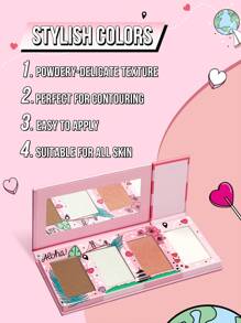 Misslyn PALETA DE MAQUILLAJE PARA VIAJE TODO EN , Paleta facial de 4 colores con paleta profesional de contorno, iluminador, rubor y bronceador para un maquillaje perfecto y de larga duración, fácil de aplicar, paleta de maquillaje multiusos de polvo de contorno y corrector, vegana, libre de crueldad animal