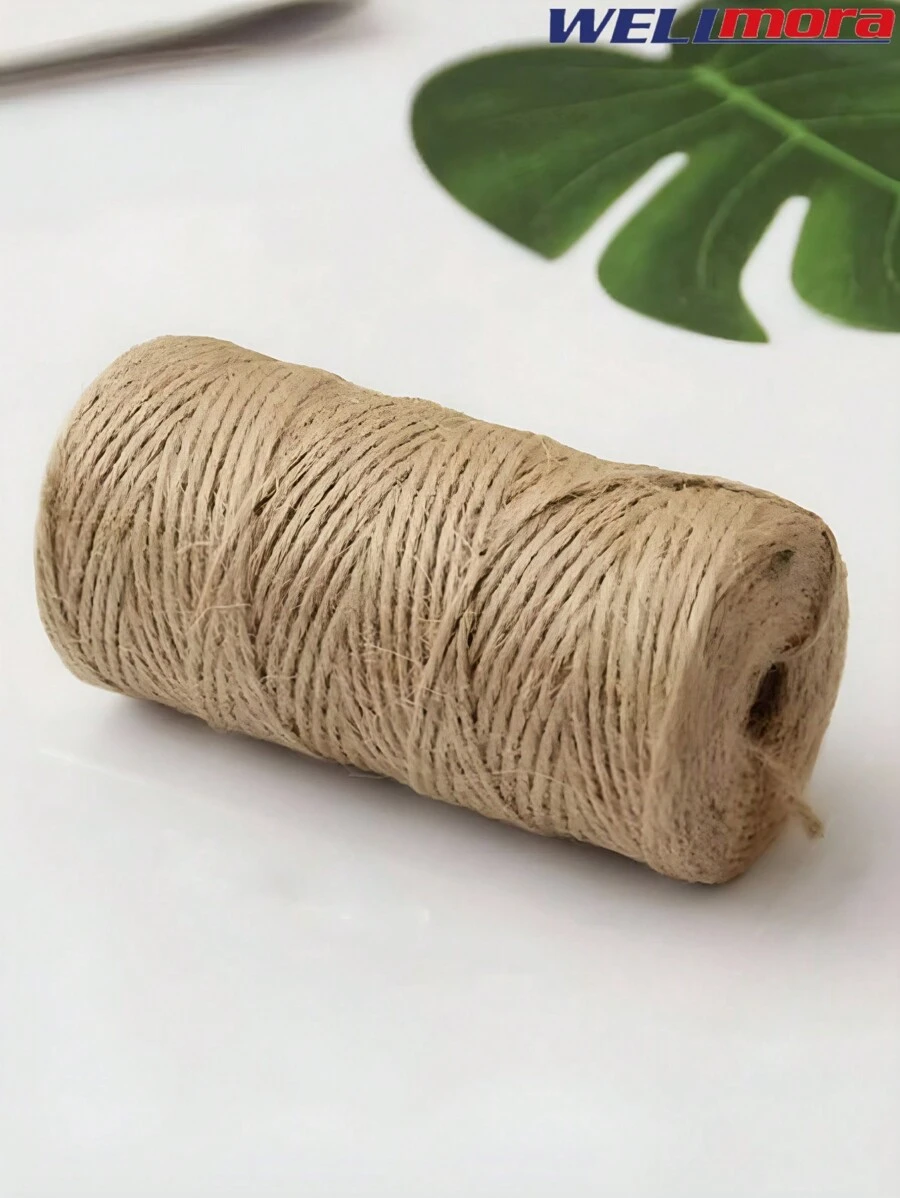 Rollo De Hilo Yute Natural (1mm x 50 G) Cordel Decorativo De Fibra Ecológica Y Resistente Para Jardinería, Embalaje, Manualidades Y Bricolaje - Tejido De Macramé - Cordón Para Envolver Regalos - Beis - Ver 1