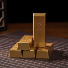 Simulated Gold Bar Solid Brass Decoration Fake Gold Bullion Prop Gold Plated Sample Gold - Gold - View 2