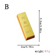 Simulated Gold Bar Solid Brass Decoration Fake Gold Bullion Prop Gold Plated Sample Gold - Gold - View 4