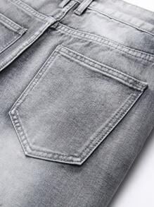 Pantalones vaqueros grises claros desgastados de corte recto y ajustado para hombre