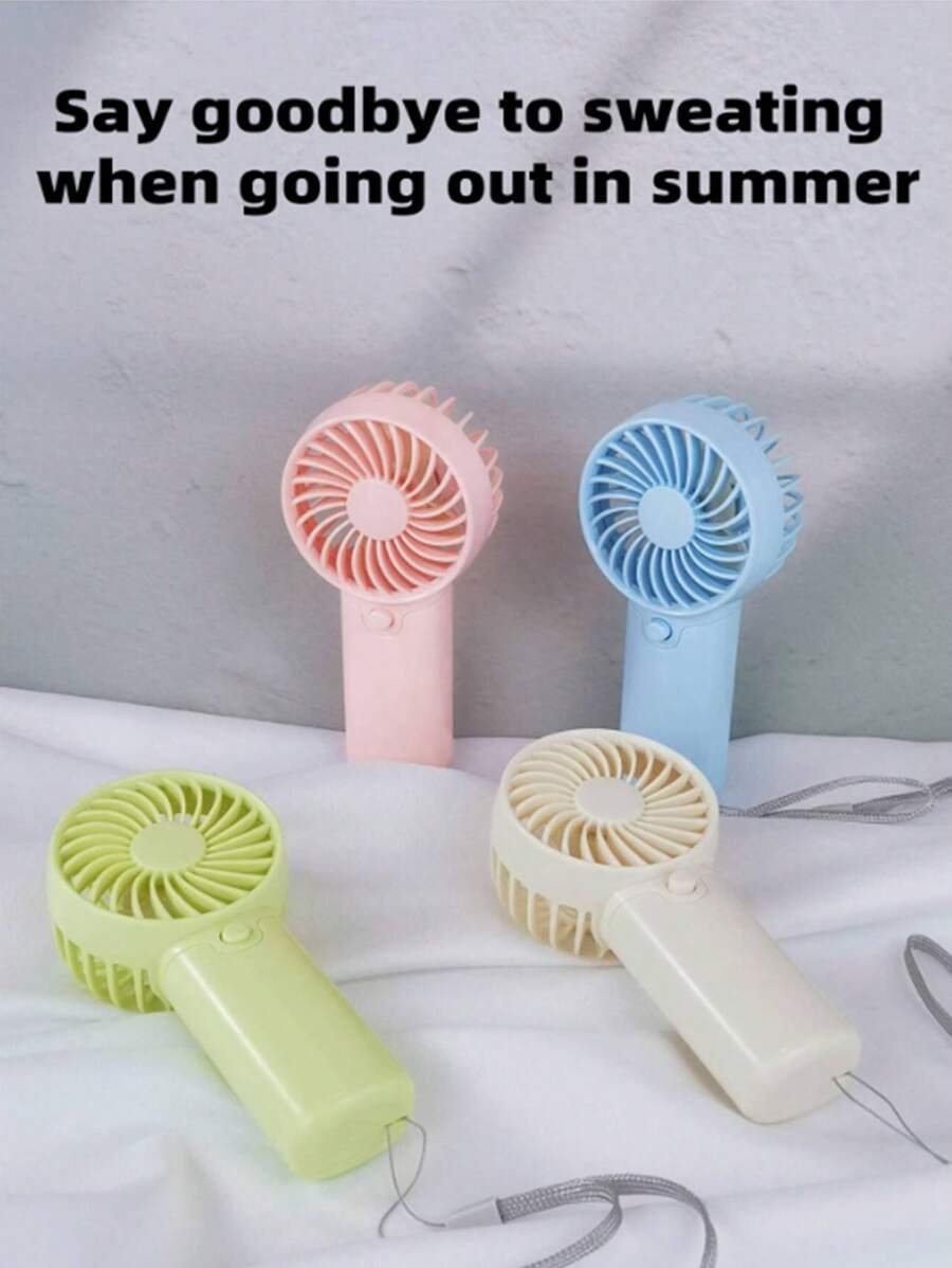 1入手持迷你風扇配搭掛繩，由2節AAA電池供電（電池未包含）