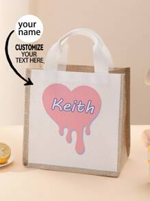 Túi vải lanh tùy chỉnh 1 mảnh, thiết kế độc đáo (ảnh, phong cảnh, minh họa, tên), có thể gập lại, sức chứa lớn, nhẹ, thời trang, túi tote cá nhân, túi đeo vai, túi mua sắm thông thường, túi đựng đồ - Nhiều màu - Xem 1