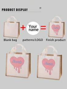 Túi vải lanh tùy chỉnh 1 mảnh, thiết kế độc đáo (ảnh, phong cảnh, minh họa, tên), có thể gập lại, sức chứa lớn, nhẹ, thời trang, túi tote cá nhân, túi đeo vai, túi mua sắm thông thường, túi đựng đồ - Nhiều màu - Xem 4