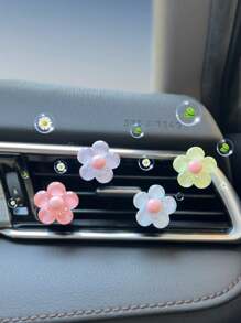 1pc/2pcs/4pcs Home Indoor Deodorizing Aromatherapy Solid Air Freshener, Creative Aromatherapy Ornament For Bathroom, Toilet, Car Air Outlet With Solid Fragrance Flower & Heart Decorated With Rhinestones Aromatherapy Valentine Day Valentines Supplies