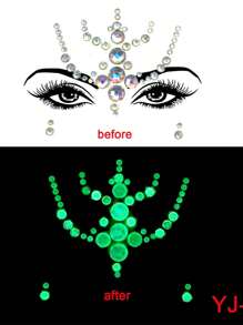 1pc  Face 3d Rhinestone Temporary TattooSticker, One Glow In The Dark For Cosplay,Party Decoration