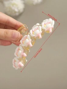 1pc Flower Shaped Hair Claw, Perfect For Daily Wear And Decoration - Pink - View 5