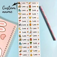 100pcs Customized Name Stickers With Cartoon Animals For School Stationery, Waterproof Personalized Labels, Waterproof, Seal, No-Iron, Reusable, Adhesive Exquisite, Cute, Adorable, Colorful Custom, Personalized, Unique Ideal Gifts For Him Her, Family, Friends, Son, Daughter, School Students, Kids For Anniversaries, For Children's Day, For Birthdays School, Home, Valentine Day, Valentine Day Decor Graduation