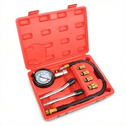 8PCS Compression Gauge Compression Tester Kit With M10 M12 M14 M18 Adapters For Car Truck ATV Motorcycle