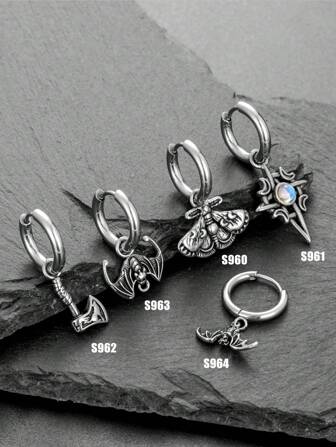 1 pieza Pendiente con forma de murciélago en forma de mariposa minimalista de acero inoxidable de moda unisex