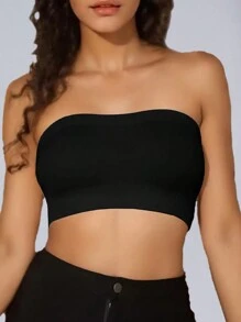 3 piezas/Set Sujetador tubo de unicolor para mujer, Sujetador sin costuras y sin aros, Camiseta interior sin tirantes, cómoda lencería femenina