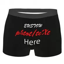 定制趣味内裤，个性定制，适合男士男朋友丈夫，带照片脸部图案的平角内裤，情人节礼物 - 黑色 - 查看 16