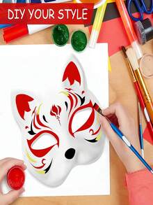 6PCS DIY White Paper Masks Blank Hand Painted Half Face Mask Masquerade Masks For Cosplay Party Favors - White - View 4