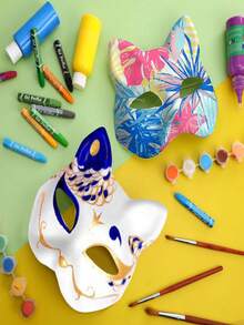 6PCS DIY White Paper Masks Blank Hand Painted Half Face Mask Masquerade Masks For Cosplay Party Favors - White - View 5