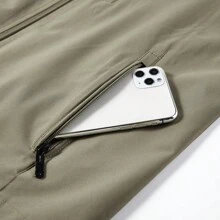 Chaleco utilitario de múltiples bolsillos para hombres de primavera/otoño, chaleco para deportes y actividades al aire libre, pesca y fotografía, chaqueta casual ligera, tops transpirables con cuello de soporte y bolsillos dobles con cremallera - Caqui - Ver 7