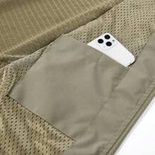 Chaleco utilitario de múltiples bolsillos para hombres de primavera/otoño, chaleco para deportes y actividades al aire libre, pesca y fotografía, chaqueta casual ligera, tops transpirables con cuello de soporte y bolsillos dobles con cremallera - Caqui - Ver 8