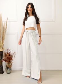 Women Pants - 白色的 - 查看 1