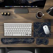 1 套 8 件花卉大理石图案防滑腕托和鼠标垫，适用于电脑/笔记本电脑办公室使用 - 4件套 - 查看 14