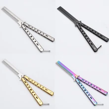 1 pieza Estilo aleatorio, Peine con forma de mariposa plegable, Cepillo de práctica de cuchillo de entrenamiento para principiantes, Juguete de cuchillo de lanzamiento, Cuchillo, Juguetes, Juguetes antiestrés, Navaja mariposa, Cuchillo pequeño - Multicolor - Ver 11