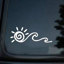 Ocean Waves & Sun Rise Car Sticker, Vinyl Vibrant Sunrise Pattern Car Window Decal - one-size - View 5