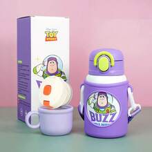 1 件 480 毫升迪士尼不锈钢真空保温水瓶，带双盖、吸管、直饮、防漏和持久控温杯 - Strawberry Bear - 查看 4