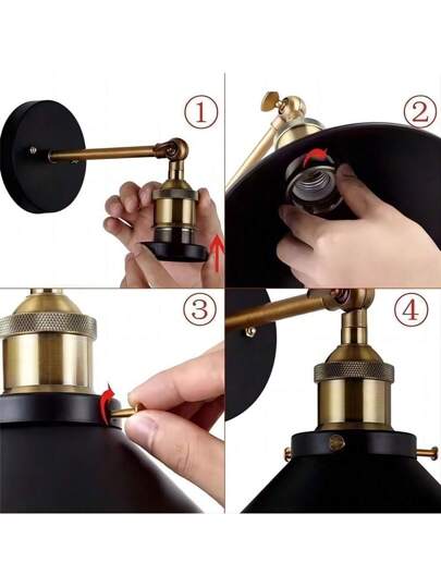 1pc Retro Industrial Wand Lamp Swing Arm, Creative Bedroom Dining Room Sconce Corridor Coffee Shop B, American Personalized Verlichting Fixture view 6