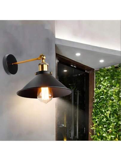 1pc Retro Industrial Wand Lamp Swing Arm, Creative Bedroom Dining Room Sconce Corridor Coffee Shop B, American Personalized Verlichting Fixture view 2