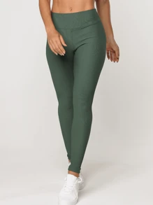 LOT FITNESS Elevate Women's Textured Ribbed Polyamide Gym Fitness Leggings - 綠色 - 查看 4