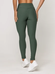 LOT FITNESS Elevate Women's Textured Ribbed Polyamide Gym Fitness Leggings - 綠色 - 查看 7