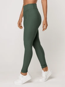 LOT FITNESS Elevate Women's Textured Ribbed Polyamide Gym Fitness Leggings - 綠色 - 查看 1