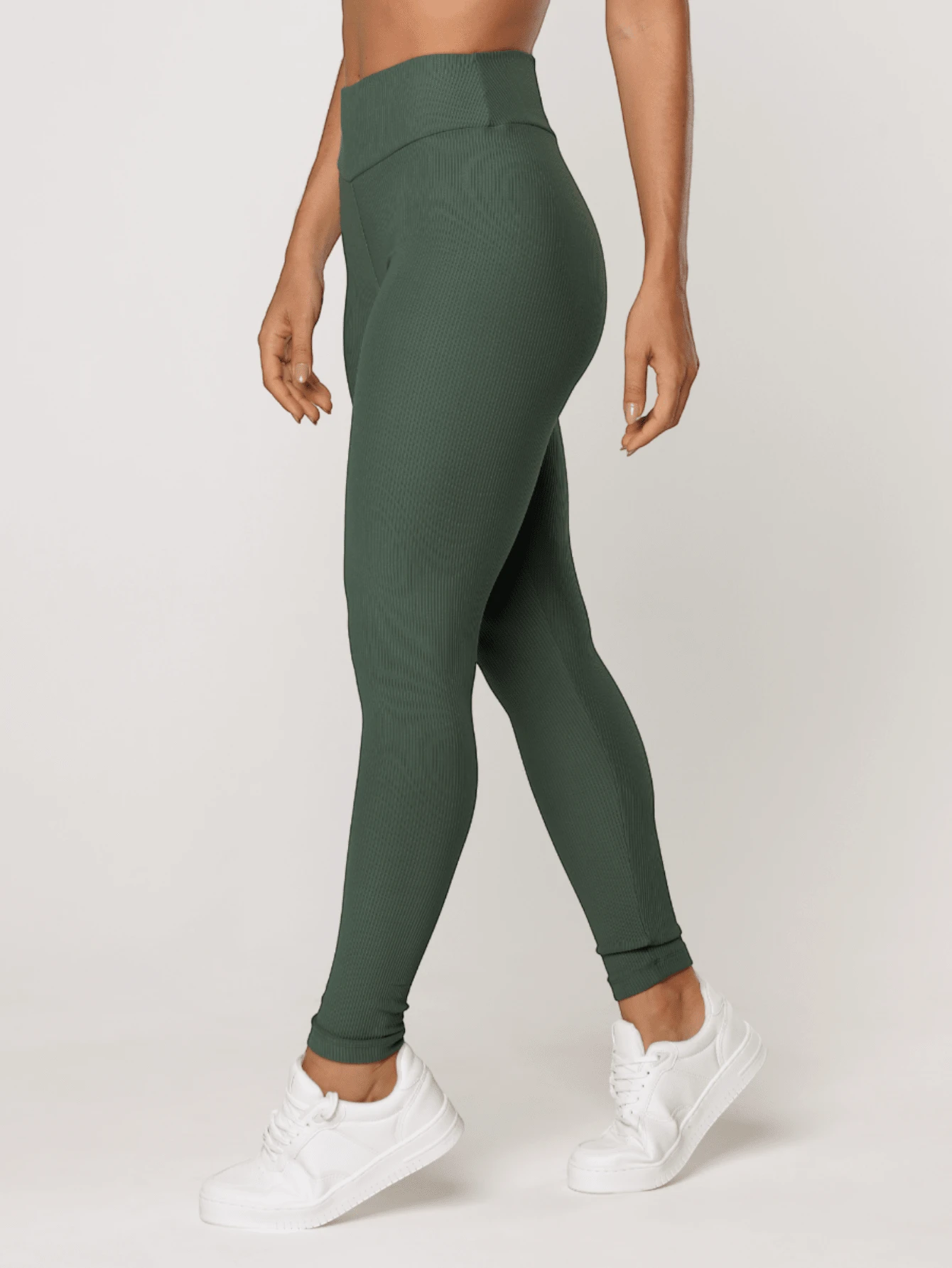 LOT FITNESS Elevate Women's Textured Ribbed Polyamide Gym Fitness Leggings - 綠色 - 查看 1