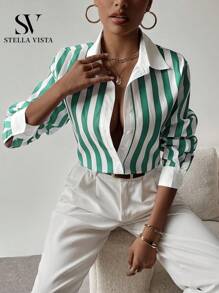 Women Blouses - 綠色 - 查看 2