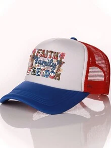 美国国旗元素设计海绵网帽卡车司机帽百搭棒球帽；网帽节日礼物帽卡车司机帽男士时尚卡车司机帽蝴蝶美国国旗印花成人卡车司机帽棒球帽棒球帽男士趣味礼品帽 - 彩色 - 查看 11