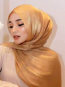 New Autumn Winter Women Soft Organza Glittery Muslim Hijab Scarf Shawl - Multicolor - View 7