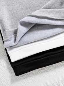 3pcs Young Girl Cartoon Printed Warm Round Neck Sweatshirt Set - Multicolor - View 6