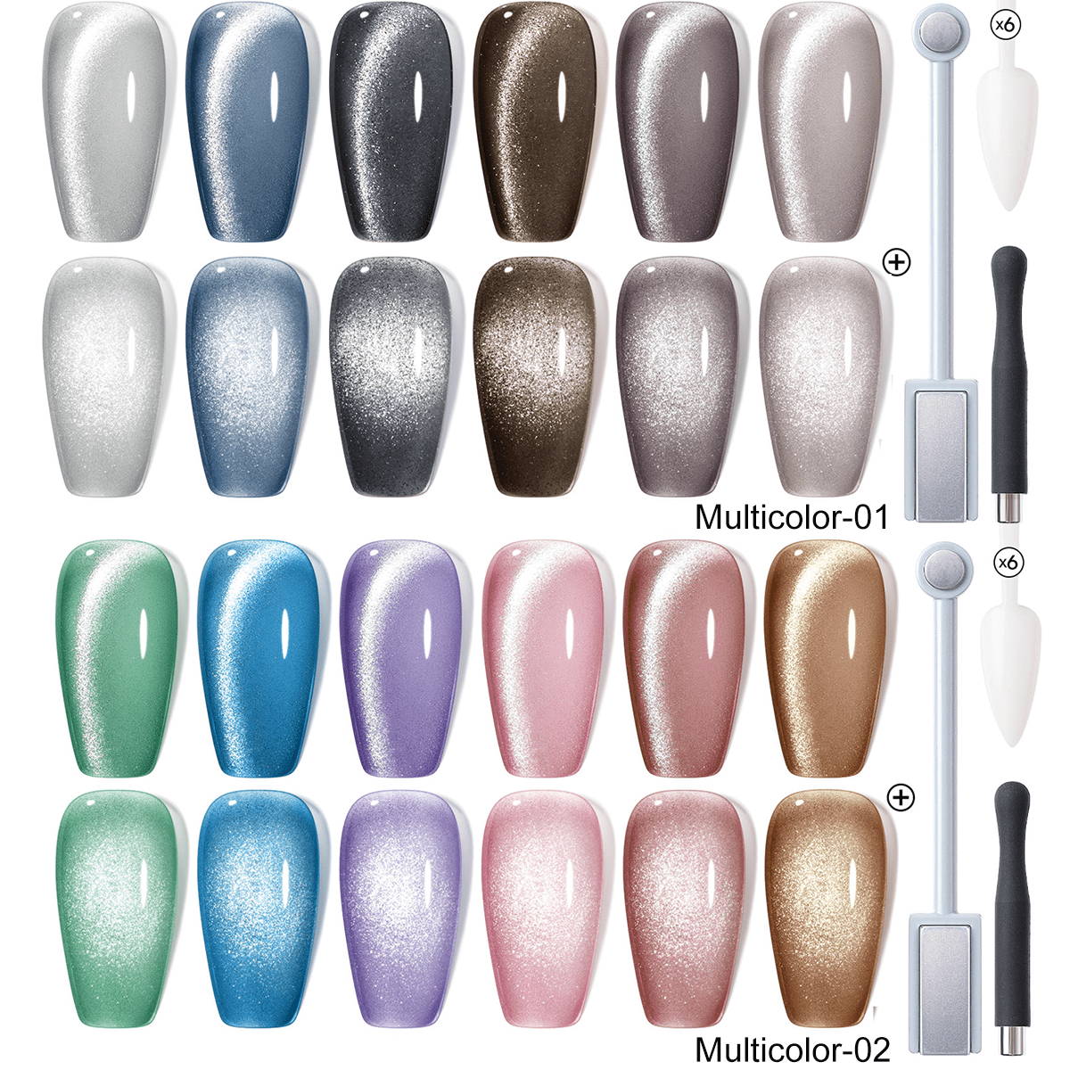 Gellen Cat Eye Gel Nail Polish 6 Colors Silk Cateye Nail Polish Gel