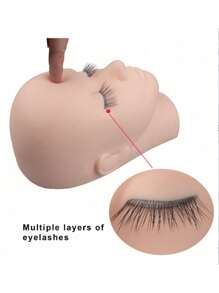 BUCICE 睫毛模特头，专业化妆彩妆睫毛延长练习训练头柔软触感人体模型美容模特娃娃脸头 - 彩色 - 查看 3