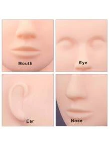 BUCICE 睫毛模特头，专业化妆彩妆睫毛延长练习训练头柔软触感人体模型美容模特娃娃脸头 - 彩色 - 查看 4