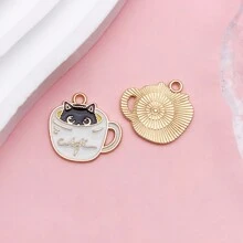 5/10入組萬聖節貓咪吊飾，卡哇伊鬼魂南瓜糖果黑貓吊飾，卡通動物寵物貓咪吊飾，適用於批量製作首飾