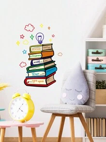 1pc Baby Room Cartoon BOOK Shaped Light Bulb Decorative Wall Sticker Baby Shower Family Decorations Gifts - Multicolor - View 1