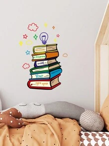1pc Baby Room Cartoon BOOK Shaped Light Bulb Decorative Wall Sticker Baby Shower Family Decorations Gifts - Multicolor - View 4