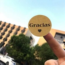 500 张/卷牛皮纸 Gracias 西班牙语感谢贴纸信封包装密封 1 英寸手工制作爱心贴纸烘焙装饰， - 彩色 - 查看 4