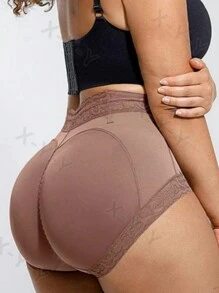 1PC Plus Size Tummy Control Butt Lifting Pants, High Waist Tummy Control Body Shaper Pants, Suitable For Multiple Occasions Daily Wear Briefs - Red Violet - View 5