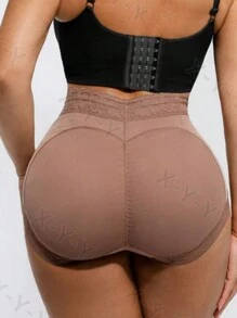 1PC Plus Size Tummy Control Butt Lifting Pants, High Waist Tummy Control Body Shaper Pants, Suitable For Multiple Occasions Daily Wear Briefs - Red Violet - View 4