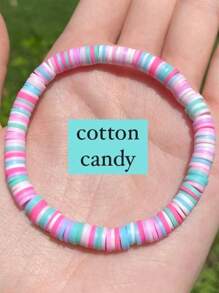 1 Peça Pulseira de Argila Simples com Contas | Pulseira de Verão Preppy | Pulseira Elástica com Contas Heishi | Joias de Garota Coco | Brilhante, Pastel, (Pode haver ligeira variação de cor) - Colorida - Visão 10