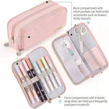 1 pieza Estuche de lápices y bolígrafos duradero con gran capacidad - Bolsa minimalista de papelería para la oficina, la escuela y los viajes - Organizador portátil con asa