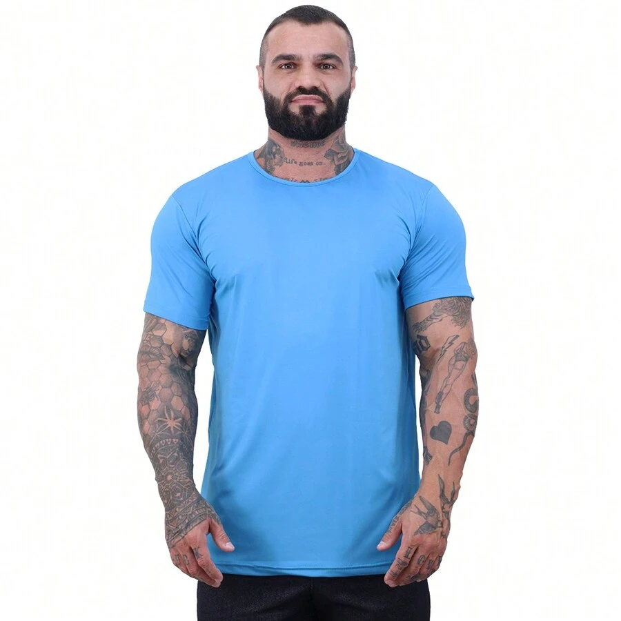 Camisetas e Regatas Esportivas Estilo Namorado para Homens - Azul bebê - Visão 1