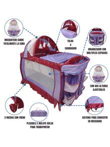 Cuna Corral para Bebe Plegable,Cambiador,Organizador - Lila Púrpura - Ver 2