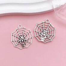 10/13入組蜘蛛吊墜混合款式萬聖節蜘蛛網銀古董吊墜，適用於製作手鍊項鍊 - 均碼 - 查看 13